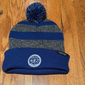 Snow Fun Run blue/grey stripe winter beanie os